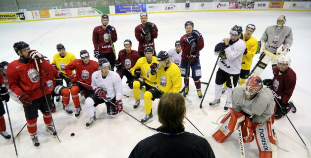 Latvijas izlase aizvada pirmo treniņu galvenā trenera Aleksandra Beļavska vadībā